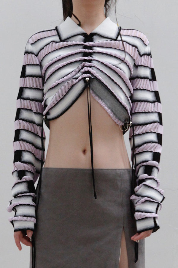 NAN KNITS gradient striped striped drawing top 22051754 color fight